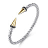 14K Yellow Gold and 925 Sterling Silver Bujukan Black Spinel Punk Bangle Bracelet