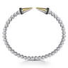 14K Yellow Gold and 925 Sterling Silver Bujukan Black Spinel Punk Bangle Bracelet