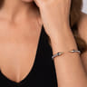 14K Yellow Gold and 925 Sterling Silver Bujukan Black Spinel Punk Bangle Bracelet