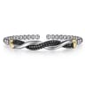 14K Yellow Gold and 925 Sterling Silver Bujukan Black Spinel Twisted Bangle Bracelet