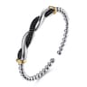 14K Yellow Gold and 925 Sterling Silver Bujukan Black Spinel Twisted Bangle Bracelet