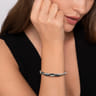 14K Yellow Gold and 925 Sterling Silver Bujukan Black Spinel Twisted Bangle Bracelet
