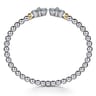 14K Yellow Gold and 925 Sterling Silver Bujukan Blue Topaz Clovers Bangle Bracelet