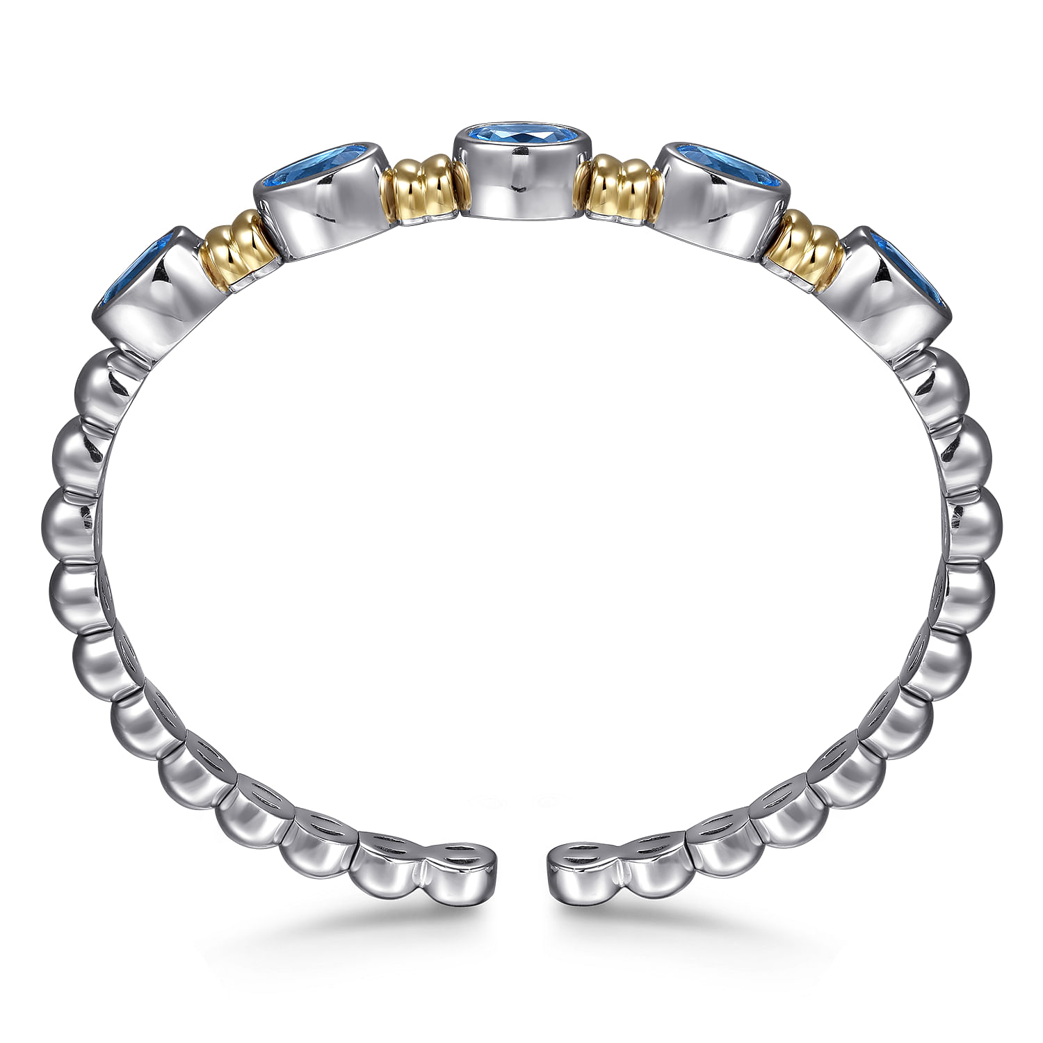 14K Yellow Gold and 925 Sterling Silver Bujukan Blue Topaz