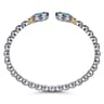14K Yellow Gold and 925 Sterling Silver Bujukan Blue Topaz Open Bangle Bracelet