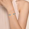 14K Yellow Gold and 925 Sterling Silver Bujukan Blue Topaz Open Bangle Bracelet