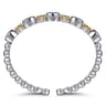 14K Yellow Gold and 925 Sterling Silver Bujukan Blue Topaz Open Bangle Bracelet