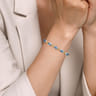 14K Yellow Gold and 925 Sterling Silver Bujukan Blue Topaz Open Bangle Bracelet