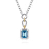 14K Yellow Gold and 925 Sterling Silver Bujukan Blue Topaz Pendant Necklace
