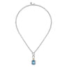 14K Yellow Gold and 925 Sterling Silver Bujukan Blue Topaz Pendant Necklace