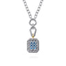 14K Yellow Gold and 925 Sterling Silver Bujukan Blue Topaz Pendant Necklace