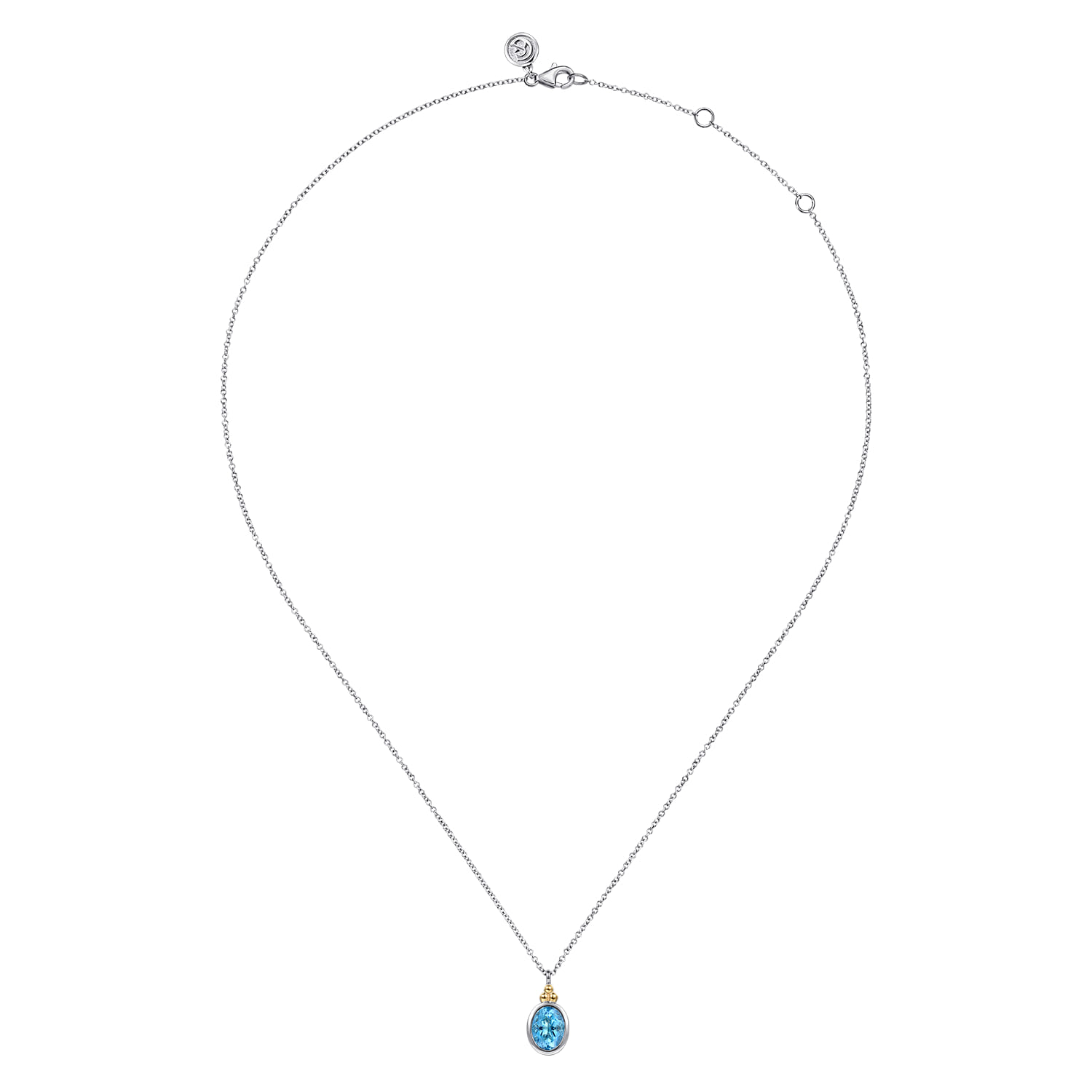 14K Yellow Gold and 925 Sterling Silver Bujukan Blue Topaz Pendant Necklace - Shot 2