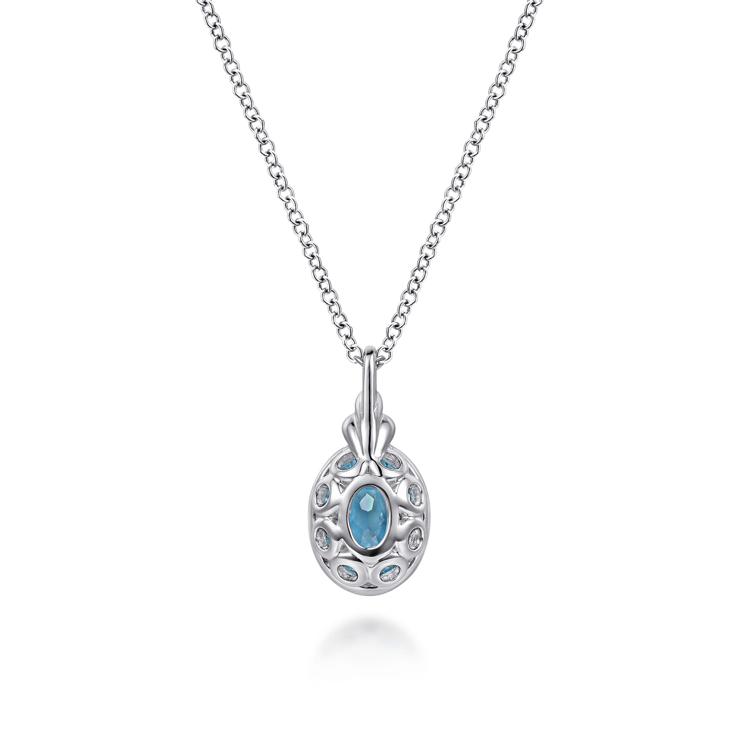 14K Yellow Gold and 925 Sterling Silver Bujukan Blue Topaz Pendant Necklace - Shot 5