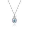14K Yellow Gold and 925 Sterling Silver Bujukan Blue Topaz Pendant Necklace