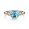 14K Yellow Gold and 925 Sterling Silver Bujukan Blue Topaz Solo Ring