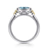 14K Yellow Gold and 925 Sterling Silver Bujukan Blue Topaz Solo Ring