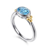 14K Yellow Gold and 925 Sterling Silver Bujukan Blue Topaz Solo Ring