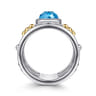 14K Yellow Gold and 925 Sterling Silver Bujukan Blue Topaz Wide Band Ring