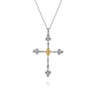 14K Yellow Gold and 925 Sterling Silver Bujukan Clover Cross Necklace