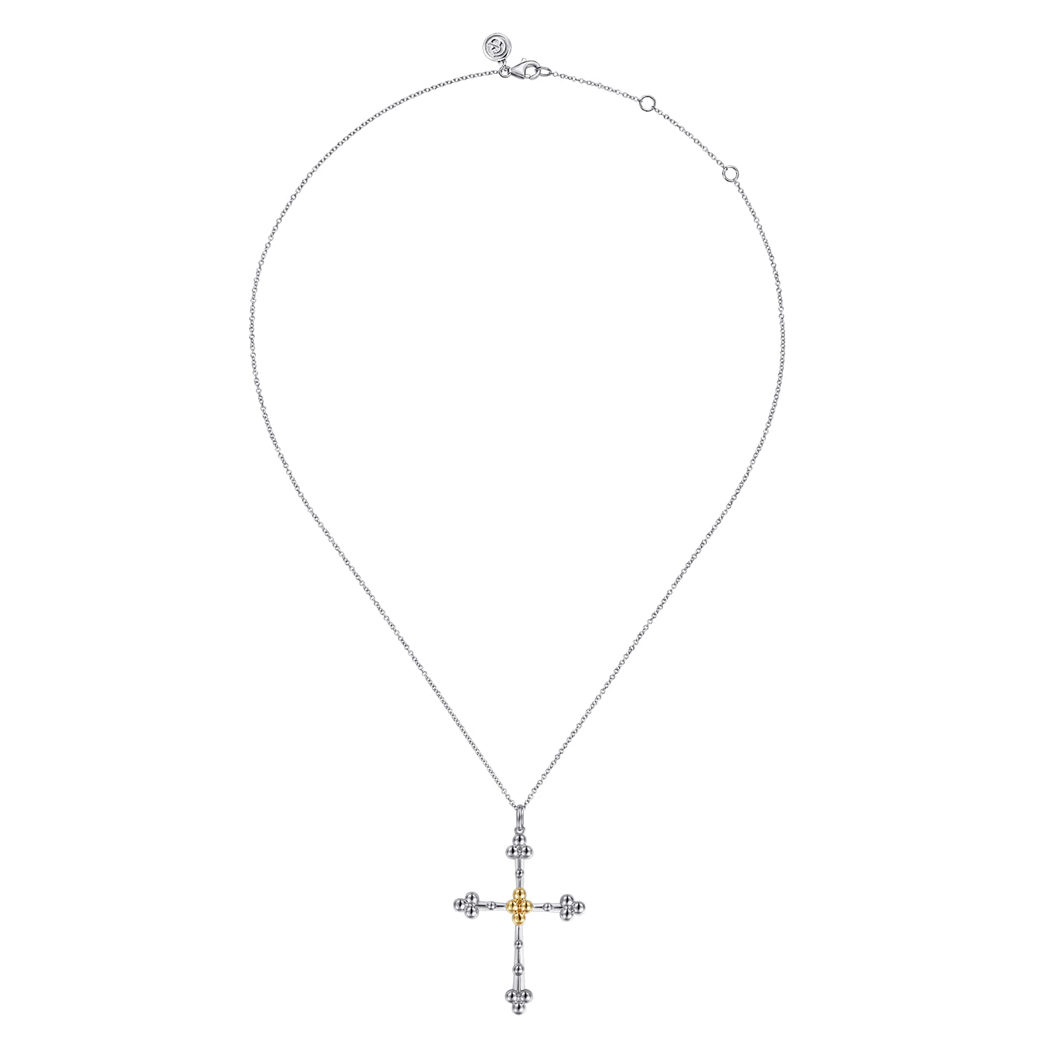14K Yellow Gold and 925 Sterling Silver Bujukan Clover Cross Necklace - Shot 2