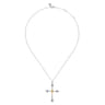 14K Yellow Gold and 925 Sterling Silver Bujukan Clover Cross Necklace