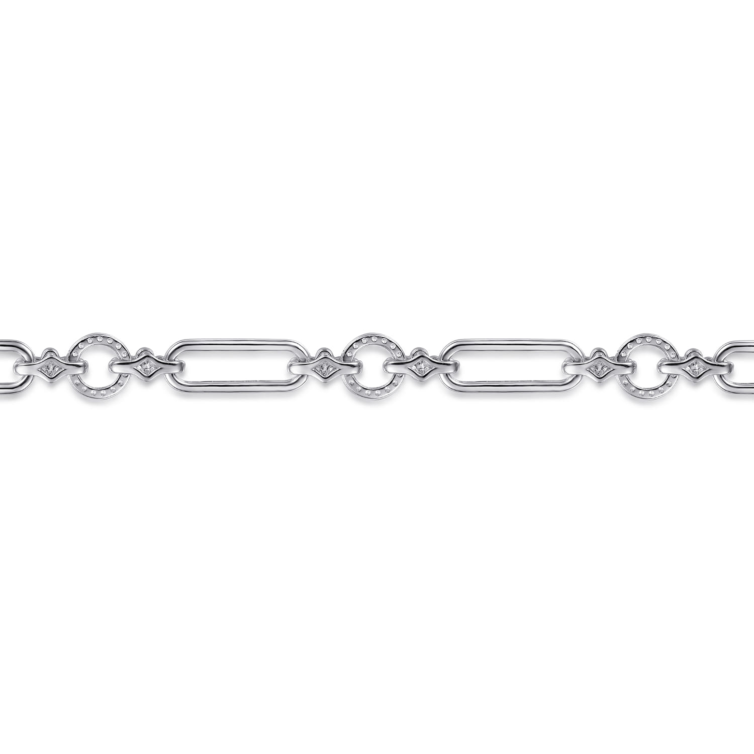 14K Yellow Gold and 925 Sterling Silver Bujukan Clover and White Sapphire Link Chain Bracelet - Shot 4