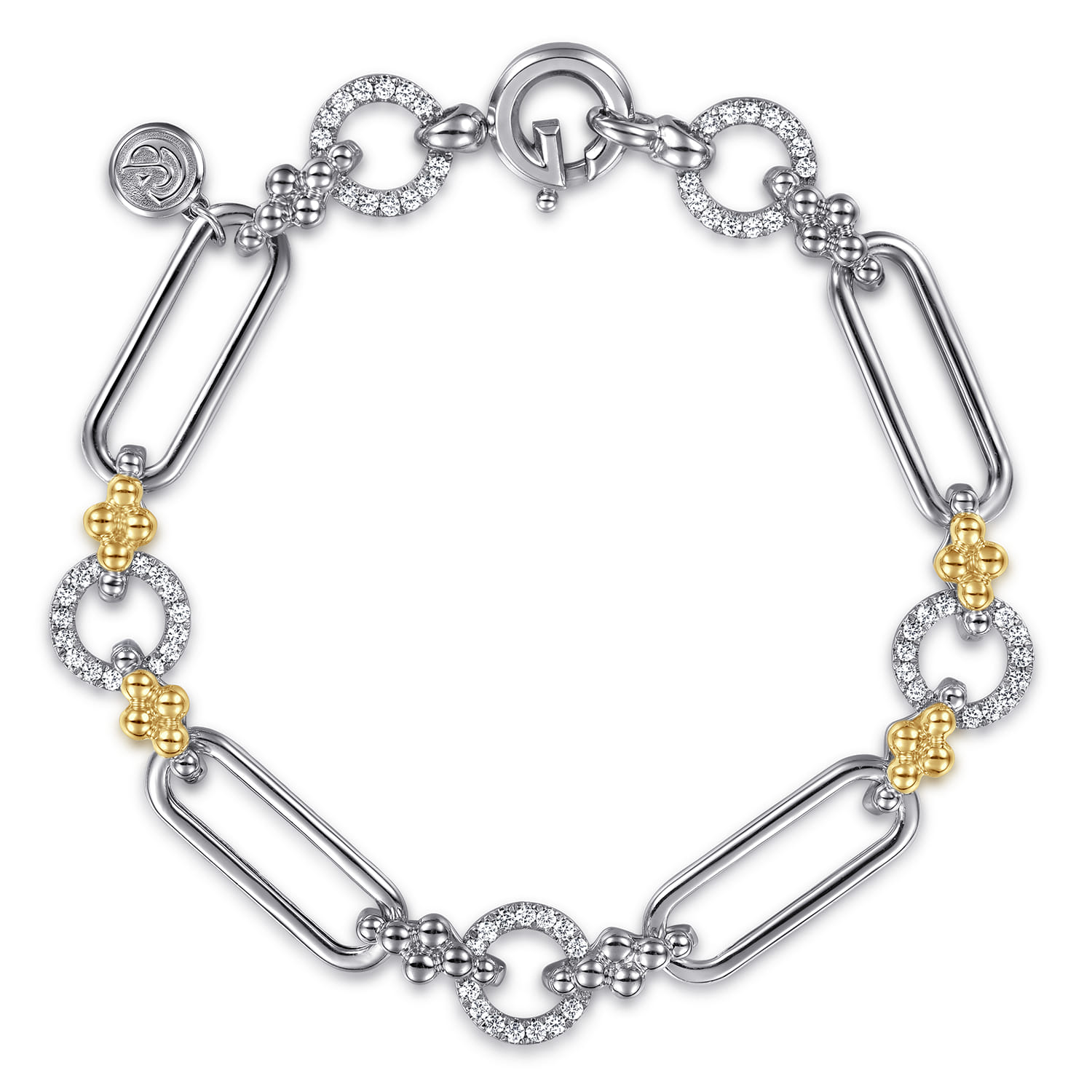 Silver/14K Yellow Gold Bujukan Chain Link Bracelet. SKU: TB5453