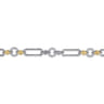 14K Yellow Gold and 925 Sterling Silver Bujukan Clover and White Sapphire Link Chain Bracelet