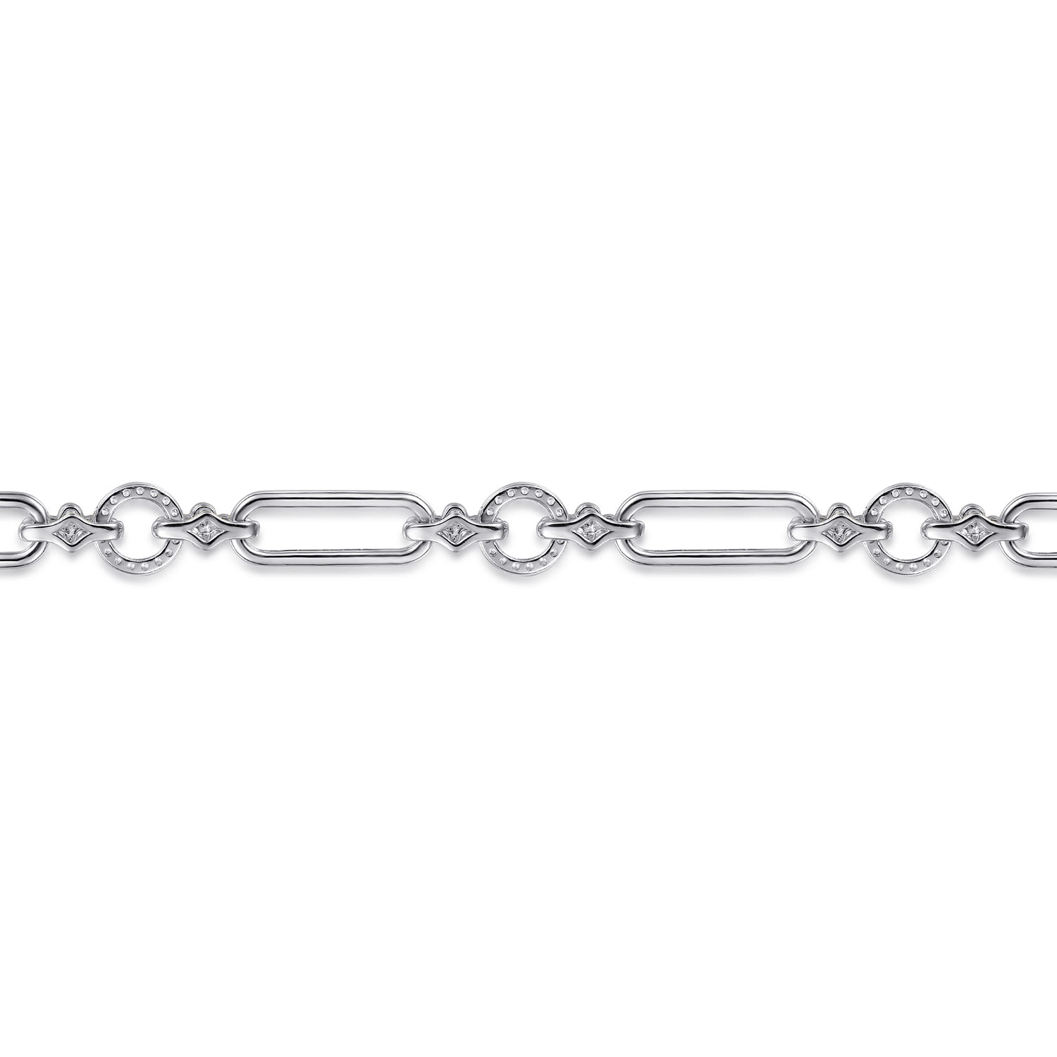 14K Yellow Gold and 925 Sterling Silver Bujukan Clover and White Sapphire Link Chain Bracelet - Shot 3