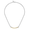 14K Yellow Gold and 925 Sterling Silver Bujukan Criss Cross Bar Necklace