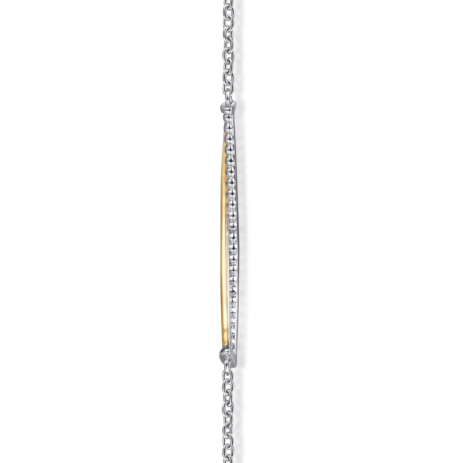 14K Yellow Gold and 925 Sterling Silver Bujukan Criss Cross Bar Necklace