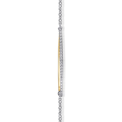 14K Yellow Gold and 925 Sterling Silver Bujukan Criss Cross Bar Necklace