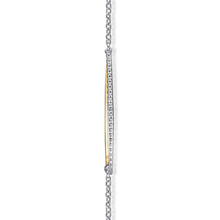 14K Yellow Gold and 925 Sterling Silver Bujukan Criss Cross Bar Necklace - Shot 4