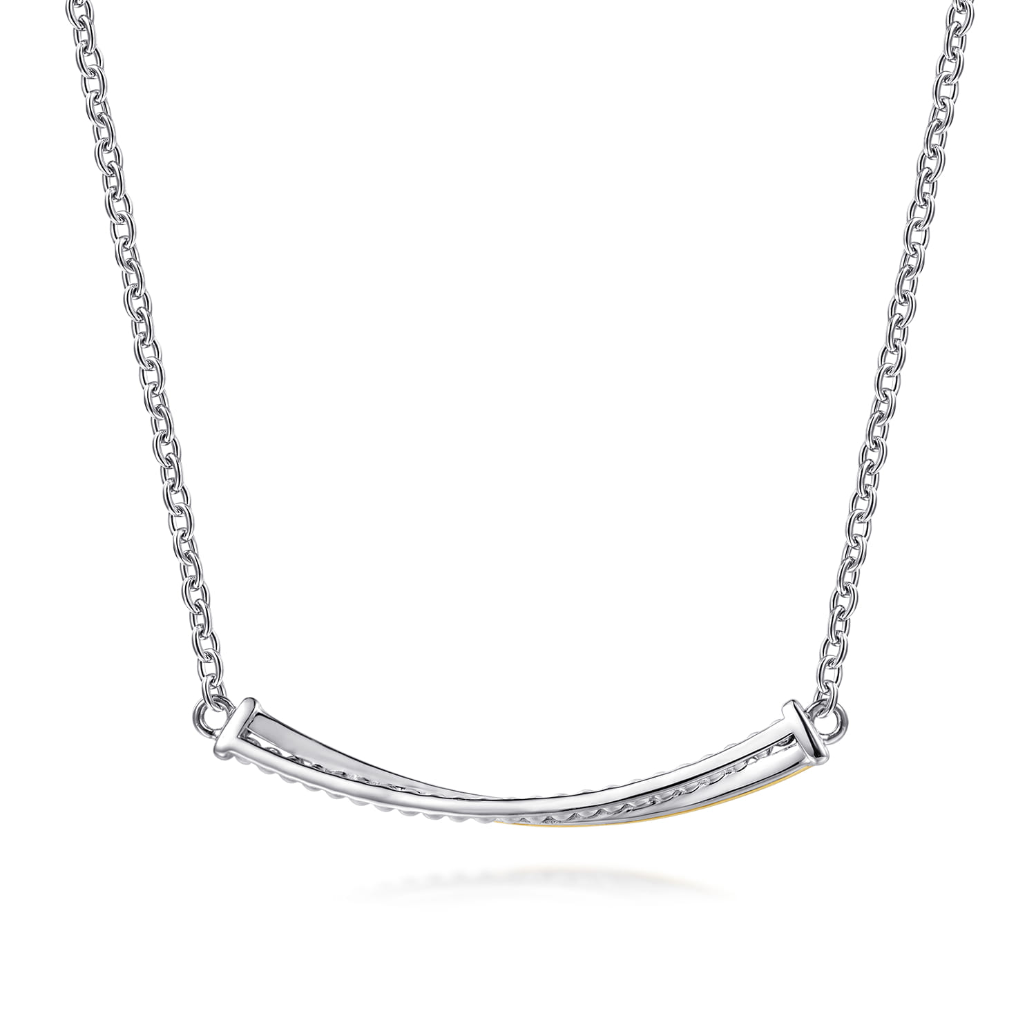 14K Yellow Gold and 925 Sterling Silver Bujukan Criss Cross Bar Necklace