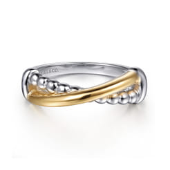 14K-Yellow-Gold-and-925-Sterling-Silver-Bujukan-Criss-Cross-Ladies-Ring1