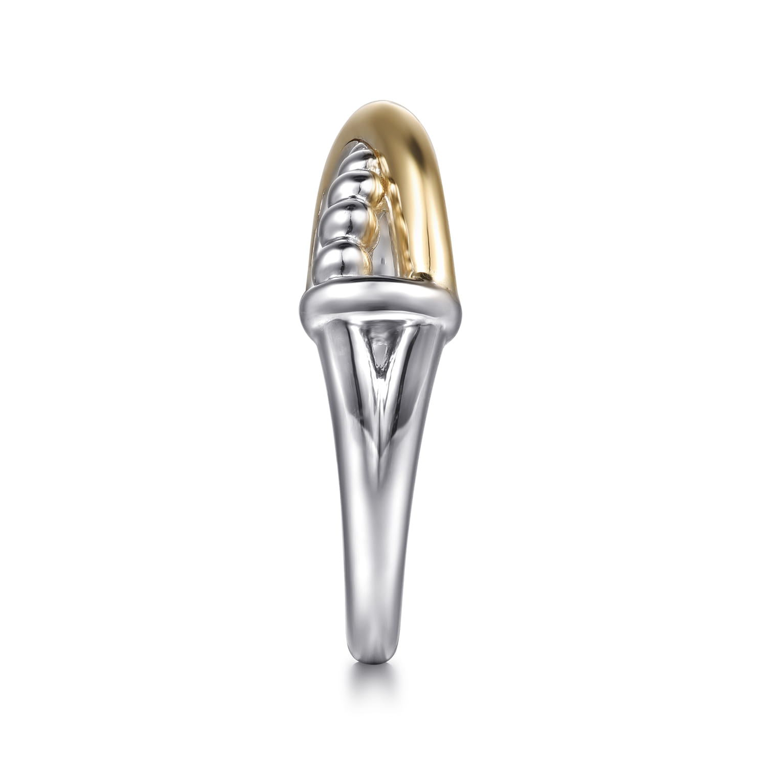 14K Yellow Gold and 925 Sterling Silver Bujukan Criss Cross Ladies Ring - Shot 4