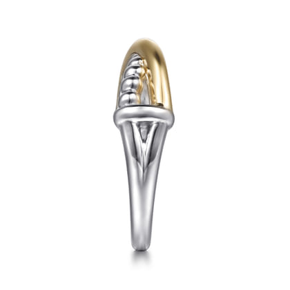 14K Yellow Gold and 925 Sterling Silver Bujukan Criss Cross Ladies Ring