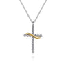 14K Yellow Gold and 925 Sterling Silver Bujukan Cross Necklace
