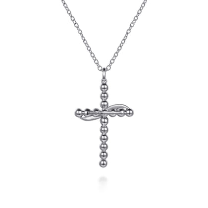 14K Yellow Gold and 925 Sterling Silver Bujukan Cross Necklace