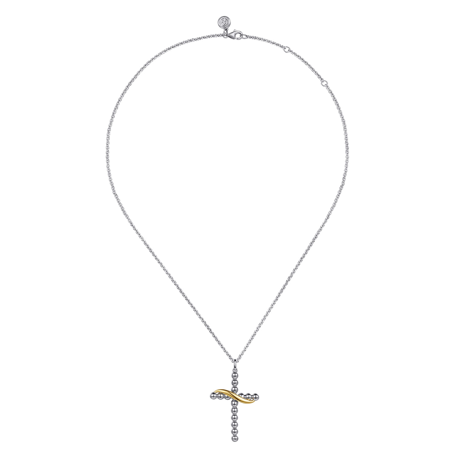 14K Yellow Gold and 925 Sterling Silver Bujukan Cross Necklace - Shot 3