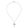 14K Yellow Gold and 925 Sterling Silver Bujukan Cross Necklace