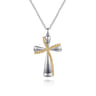 14K Yellow Gold and 925 Sterling Silver Bujukan Cross Necklace