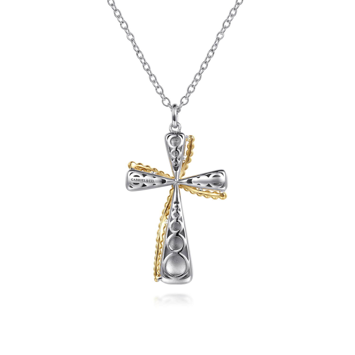 14K Yellow Gold and 925 Sterling Silver Bujukan Cross Necklace - Shot 2