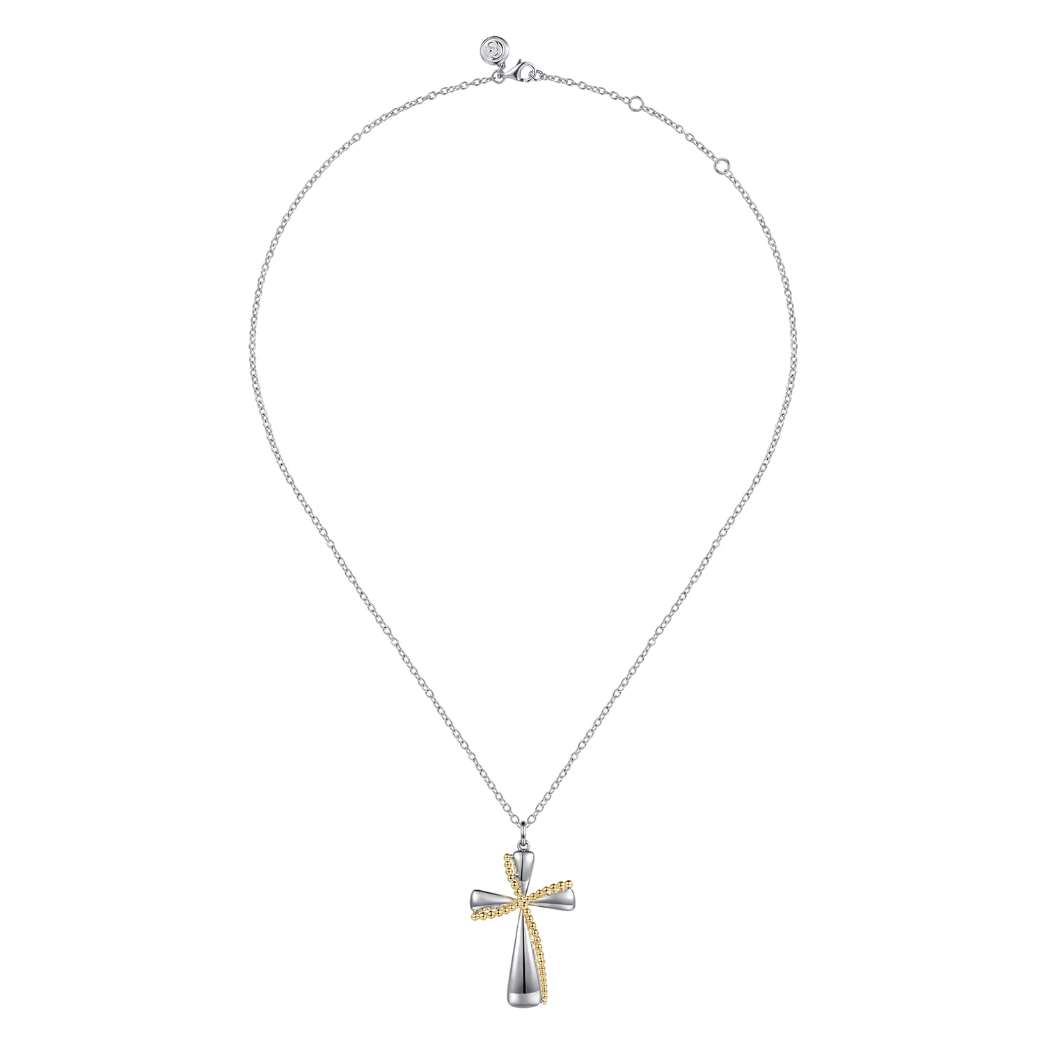 14K Yellow Gold and 925 Sterling Silver Bujukan Cross Necklace - Shot 3