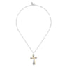14K Yellow Gold and 925 Sterling Silver Bujukan Cross Necklace