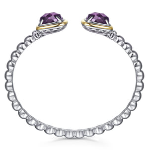 14K Yellow Gold and 925 Sterling Silver Bujukan Cushion Amethyst Bangle