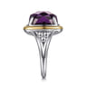 14K Yellow Gold and 925 Sterling Silver Bujukan Cushion Amethyst Cocktail Ring