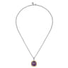 14K Yellow Gold and 925 Sterling Silver Bujukan Cushion Amethyst Pendant Necklace