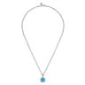 14K Yellow Gold and 925 Sterling Silver Bujukan Cushion Blue Topaz Pendant Necklace