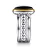 14K Yellow Gold and 925 Sterling Silver Bujukan Elongated Cushion Onyx Cocktail Ring